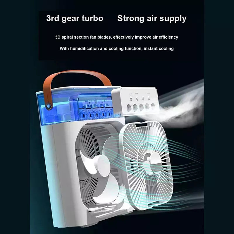 3 In 1 Air Humidifier Cooling USB Fan | LED Night Light Water Mist Fan  |  Humidification Fan | Spray Electric Fan