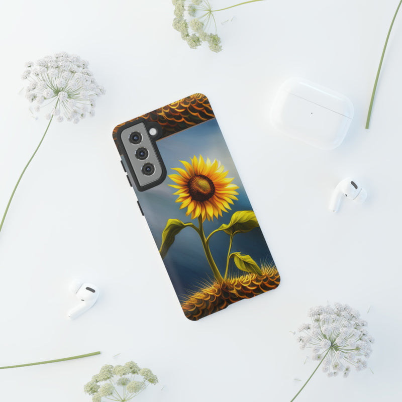 Sunflower In A Shelf Tough Cases  All iPhone 15, 14, 13, 12, 11, X, 8 , Google Pixel 7, 6, 5, Samsung Galaxy 23, 22, 21, 20, 10