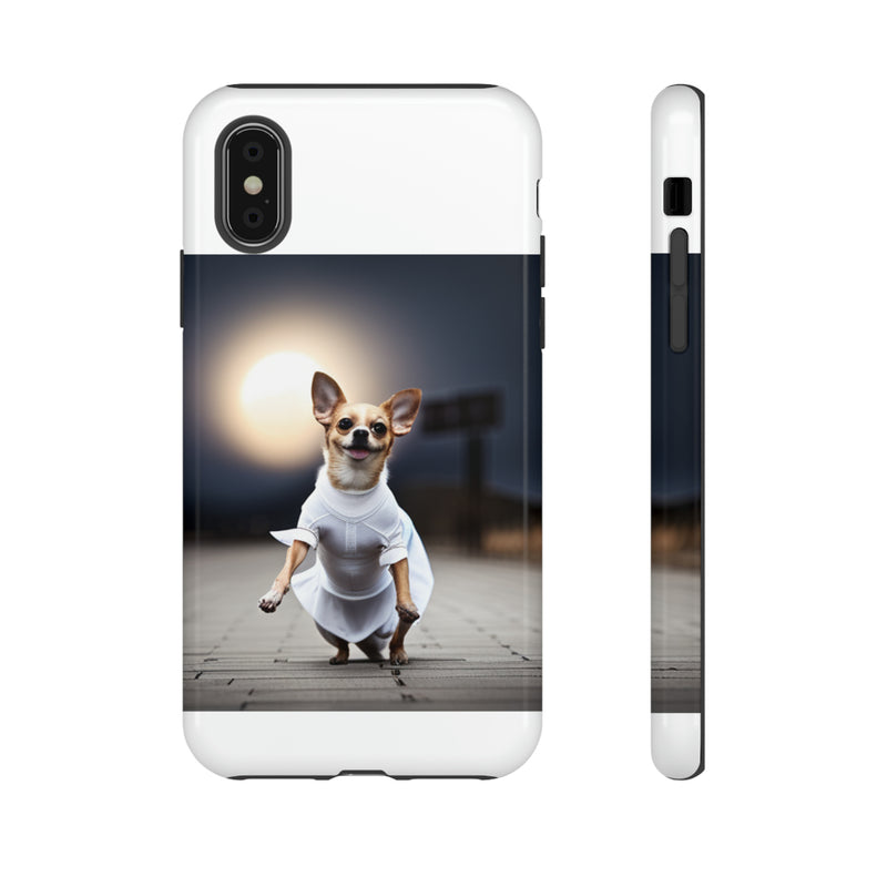 Cute White Dress Chihuahua Tough Cases. All iPhone 15, 14, 13, 12, 11, X, 8 , Google Pixel 7, 6, 5, Samsung Galaxy 23, 22, 21, 20, 10