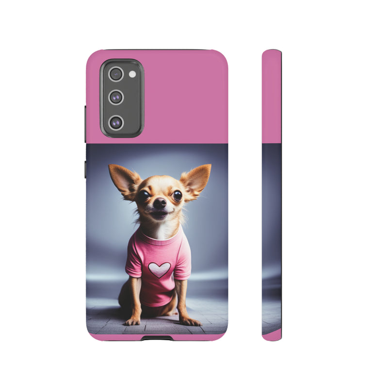 Pink Heart Chihuahua Tough Cases. All iPhone 15, 14, 13, 12, 11, X, 8 , Google Pixel 7, 6, 5, Samsung Galaxy 23, 22, 21, 20, 10