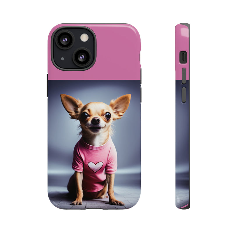 Pink Heart Chihuahua Tough Cases. All iPhone 15, 14, 13, 12, 11, X, 8 , Google Pixel 7, 6, 5, Samsung Galaxy 23, 22, 21, 20, 10