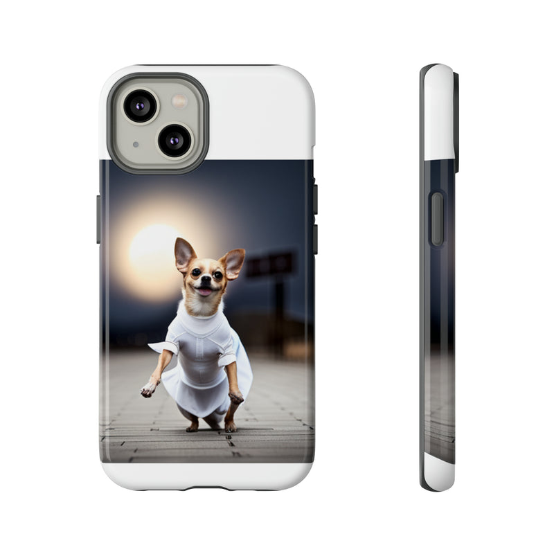 Cute White Dress Chihuahua Tough Cases. All iPhone 15, 14, 13, 12, 11, X, 8 , Google Pixel 7, 6, 5, Samsung Galaxy 23, 22, 21, 20, 10