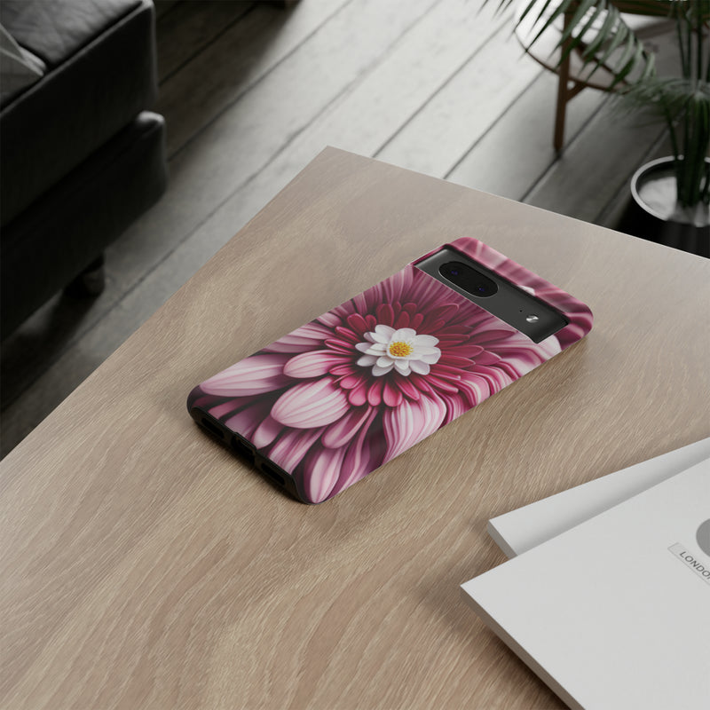 Pink Flower Tough Cases  All iPhone 15, 14, 13, 12, 11, X, 8 , Google Pixel 7, 6, 5, Samsung Galaxy 23, 22, 21, 20, 10