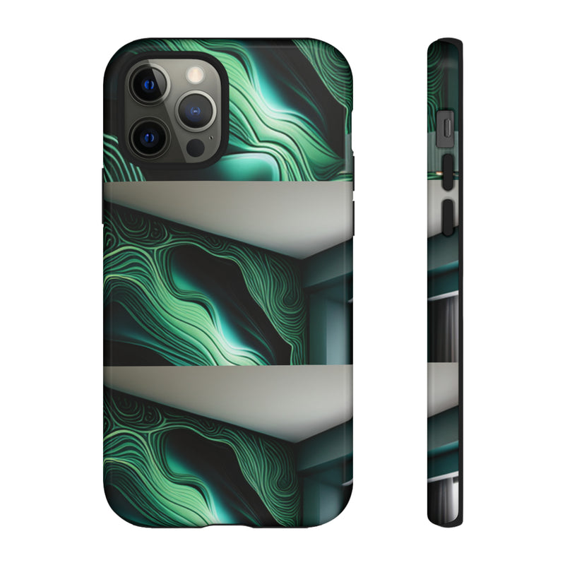 Green Geometric Patterns - Tough Cases  All iPhone 15, 14, 13, 12, 11, X, 8 , Google Pixel 7, 6, 5, Samsung Galaxy 23, 22, 21, 20, 10