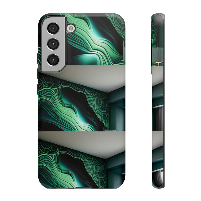 Green Geometric Patterns - Tough Cases  All iPhone 15, 14, 13, 12, 11, X, 8 , Google Pixel 7, 6, 5, Samsung Galaxy 23, 22, 21, 20, 10