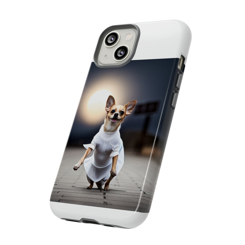 Cute White Dress Chihuahua Tough Cases. All iPhone 15, 14, 13, 12, 11, X, 8 , Google Pixel 7, 6, 5, Samsung Galaxy 23, 22, 21, 20, 10