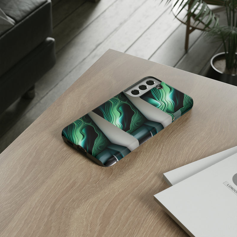 Green Geometric Patterns - Tough Cases  All iPhone 15, 14, 13, 12, 11, X, 8 , Google Pixel 7, 6, 5, Samsung Galaxy 23, 22, 21, 20, 10