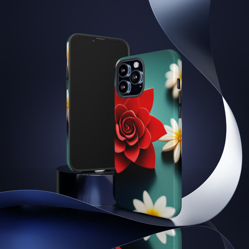 Red Flower On The Connor Tough Cases  All iPhone 15, 14, 13, 12, 11, X, 8 , Google Pixel 7, 6, 5, Samsung Galaxy 23, 22, 21, 20, 10