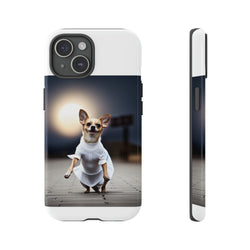 Cute White Dress Chihuahua Tough Cases. All iPhone 15, 14, 13, 12, 11, X, 8 , Google Pixel 7, 6, 5, Samsung Galaxy 23, 22, 21, 20, 10