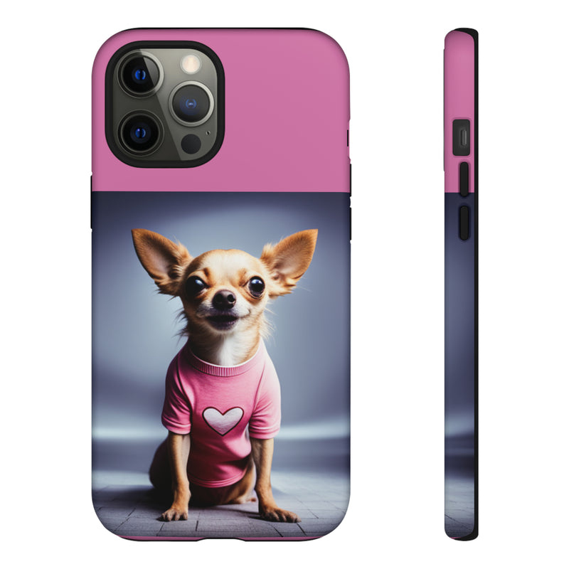 Pink Heart Chihuahua Tough Cases. All iPhone 15, 14, 13, 12, 11, X, 8 , Google Pixel 7, 6, 5, Samsung Galaxy 23, 22, 21, 20, 10