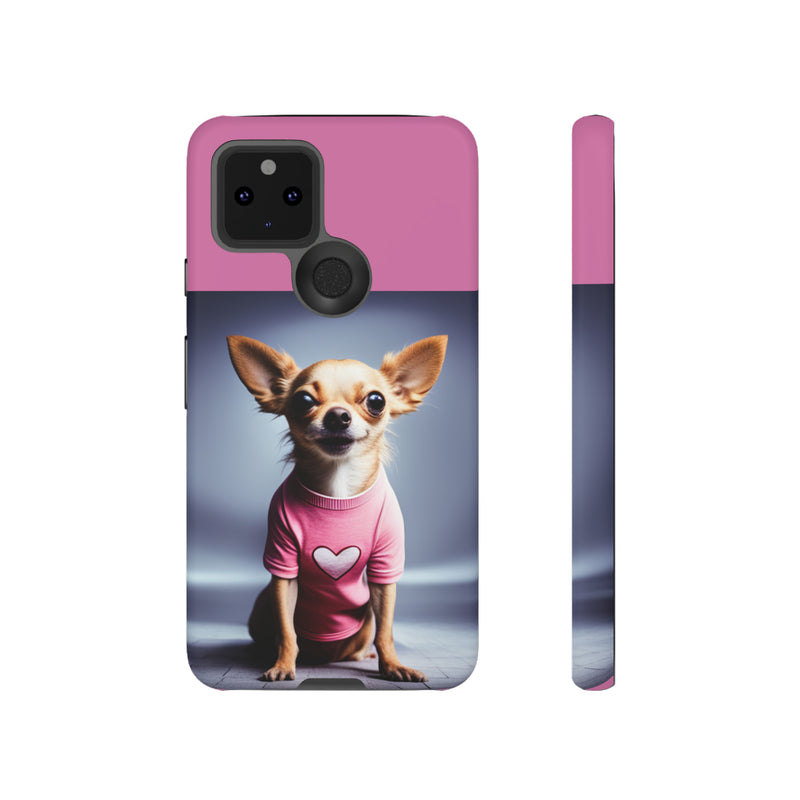 Pink Heart Chihuahua Tough Cases. All iPhone 15, 14, 13, 12, 11, X, 8 , Google Pixel 7, 6, 5, Samsung Galaxy 23, 22, 21, 20, 10