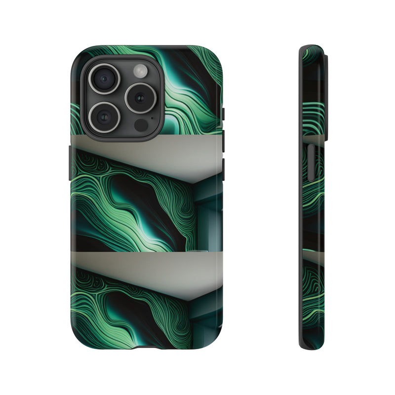 Green Geometric Patterns - Tough Cases  All iPhone 15, 14, 13, 12, 11, X, 8 , Google Pixel 7, 6, 5, Samsung Galaxy 23, 22, 21, 20, 10