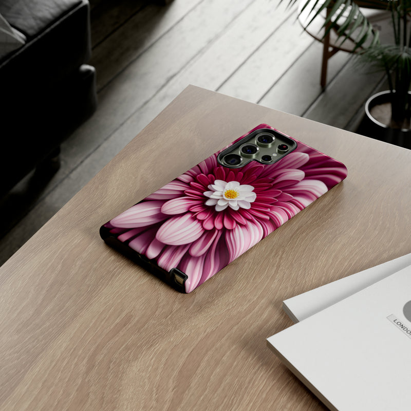 Pink Flower Tough Cases  All iPhone 15, 14, 13, 12, 11, X, 8 , Google Pixel 7, 6, 5, Samsung Galaxy 23, 22, 21, 20, 10