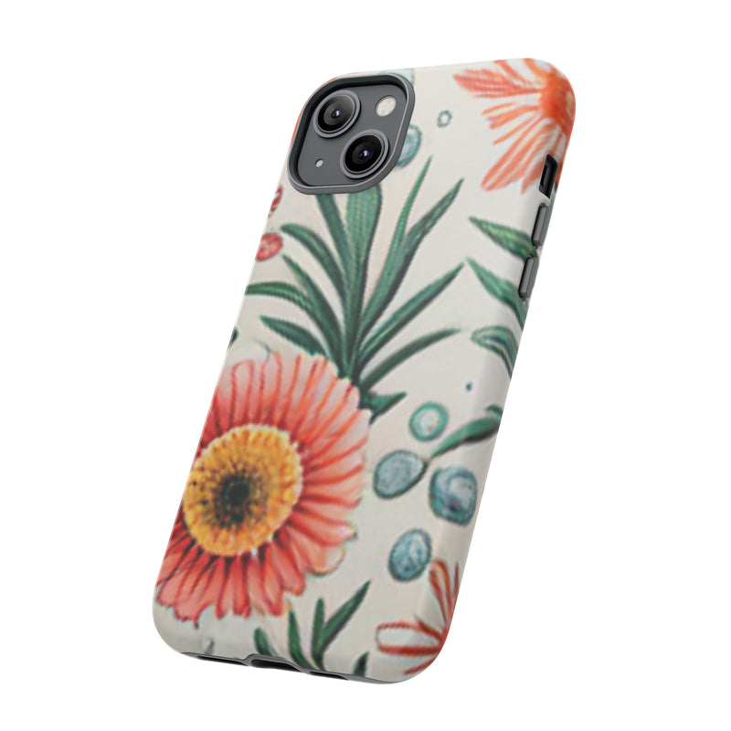 Orange Exotic Flowers Tough Cases All iPhone 15, 14, 13, 12, 11, X, 8 , Google Pixel 7, 6, 5, Samsung Galaxy 23, 22, 21, 20, 10