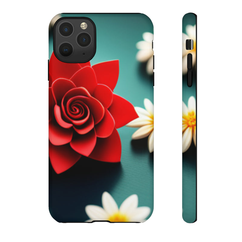 Red Flower On The Connor Tough Cases  All iPhone 15, 14, 13, 12, 11, X, 8 , Google Pixel 7, 6, 5, Samsung Galaxy 23, 22, 21, 20, 10