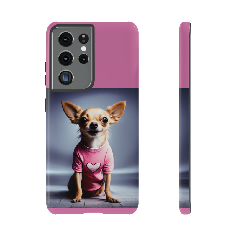 Pink Heart Chihuahua Tough Cases. All iPhone 15, 14, 13, 12, 11, X, 8 , Google Pixel 7, 6, 5, Samsung Galaxy 23, 22, 21, 20, 10