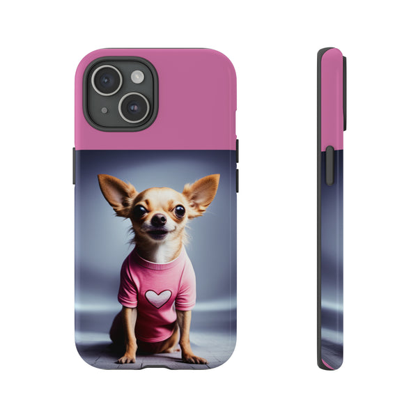 Pink Heart Chihuahua Tough Cases. All iPhone 15, 14, 13, 12, 11, X, 8 , Google Pixel 7, 6, 5, Samsung Galaxy 23, 22, 21, 20, 10