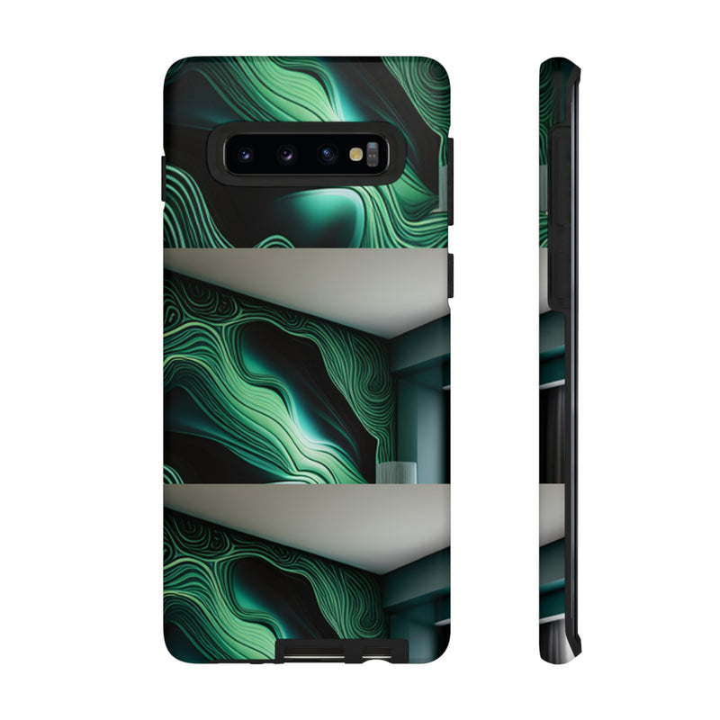 Green Geometric Patterns - Tough Cases  All iPhone 15, 14, 13, 12, 11, X, 8 , Google Pixel 7, 6, 5, Samsung Galaxy 23, 22, 21, 20, 10