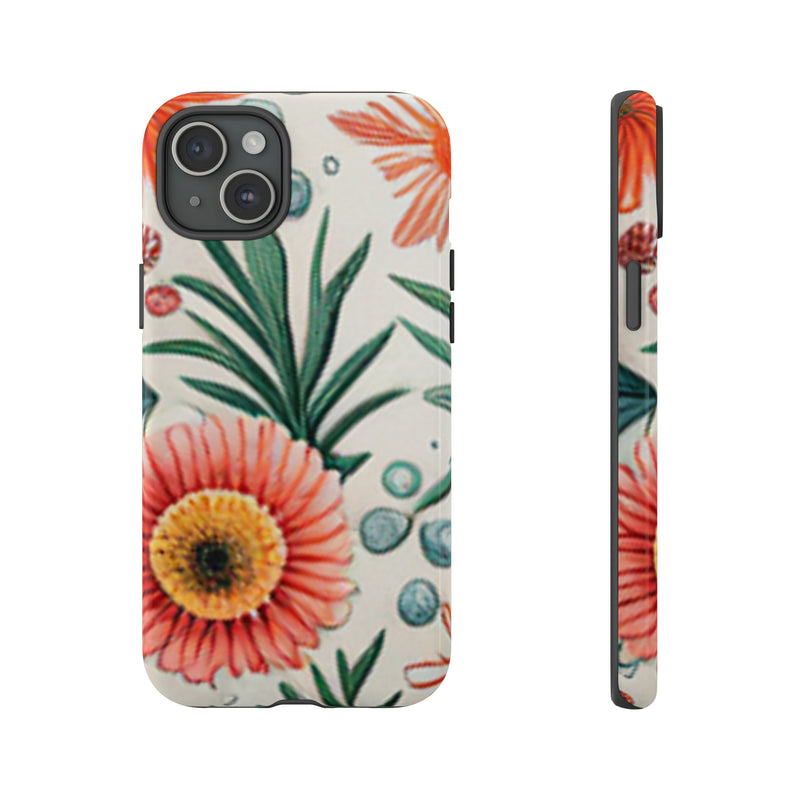 Orange Exotic Flowers Tough Cases All iPhone 15, 14, 13, 12, 11, X, 8 , Google Pixel 7, 6, 5, Samsung Galaxy 23, 22, 21, 20, 10