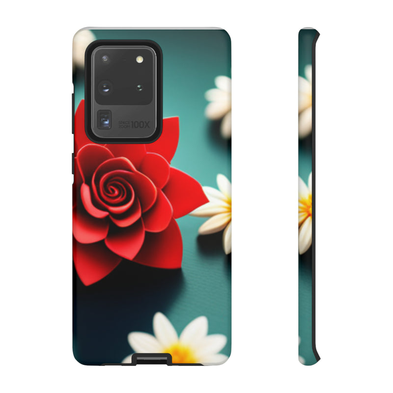 Red Flower On The Connor Tough Cases  All iPhone 15, 14, 13, 12, 11, X, 8 , Google Pixel 7, 6, 5, Samsung Galaxy 23, 22, 21, 20, 10