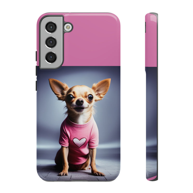 Pink Heart Chihuahua Tough Cases. All iPhone 15, 14, 13, 12, 11, X, 8 , Google Pixel 7, 6, 5, Samsung Galaxy 23, 22, 21, 20, 10