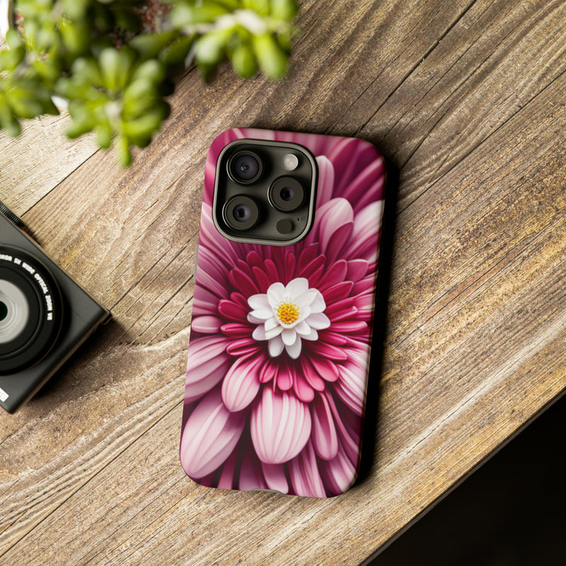 Pink Flower Tough Cases  All iPhone 15, 14, 13, 12, 11, X, 8 , Google Pixel 7, 6, 5, Samsung Galaxy 23, 22, 21, 20, 10