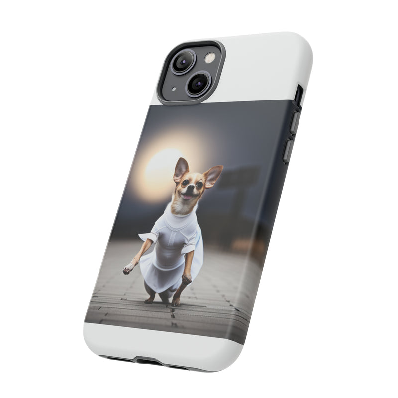 Cute White Dress Chihuahua Tough Cases. All iPhone 15, 14, 13, 12, 11, X, 8 , Google Pixel 7, 6, 5, Samsung Galaxy 23, 22, 21, 20, 10