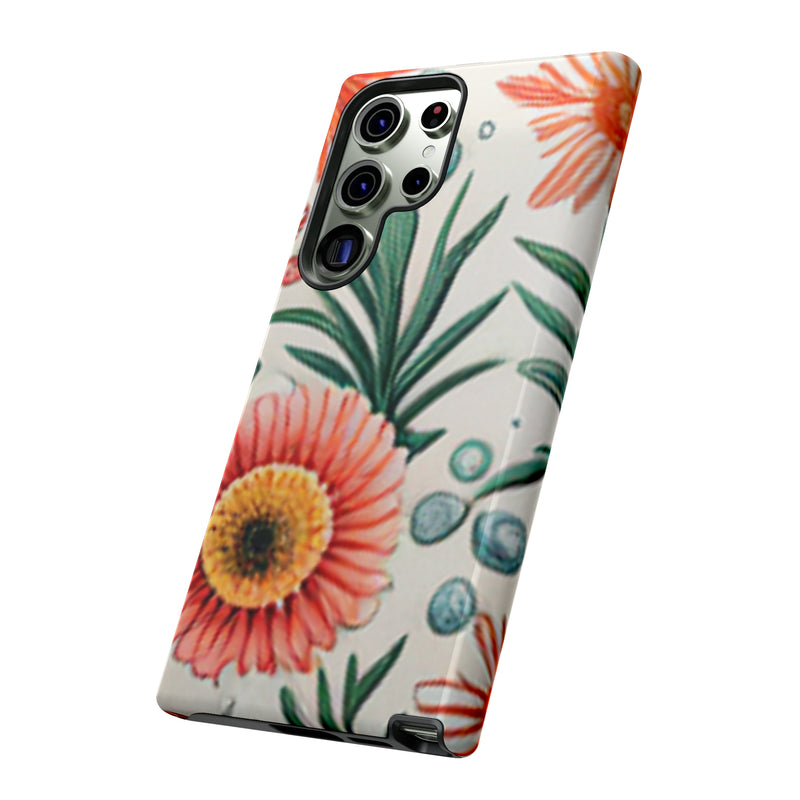 Orange Exotic Flowers Tough Cases All iPhone 15, 14, 13, 12, 11, X, 8 , Google Pixel 7, 6, 5, Samsung Galaxy 23, 22, 21, 20, 10