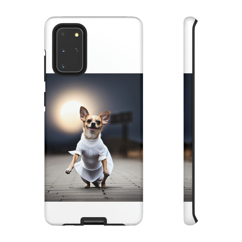 Cute White Dress Chihuahua Tough Cases. All iPhone 15, 14, 13, 12, 11, X, 8 , Google Pixel 7, 6, 5, Samsung Galaxy 23, 22, 21, 20, 10