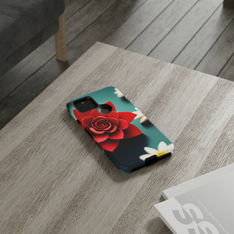 Red Flower On The Connor Tough Cases  All iPhone 15, 14, 13, 12, 11, X, 8 , Google Pixel 7, 6, 5, Samsung Galaxy 23, 22, 21, 20, 10