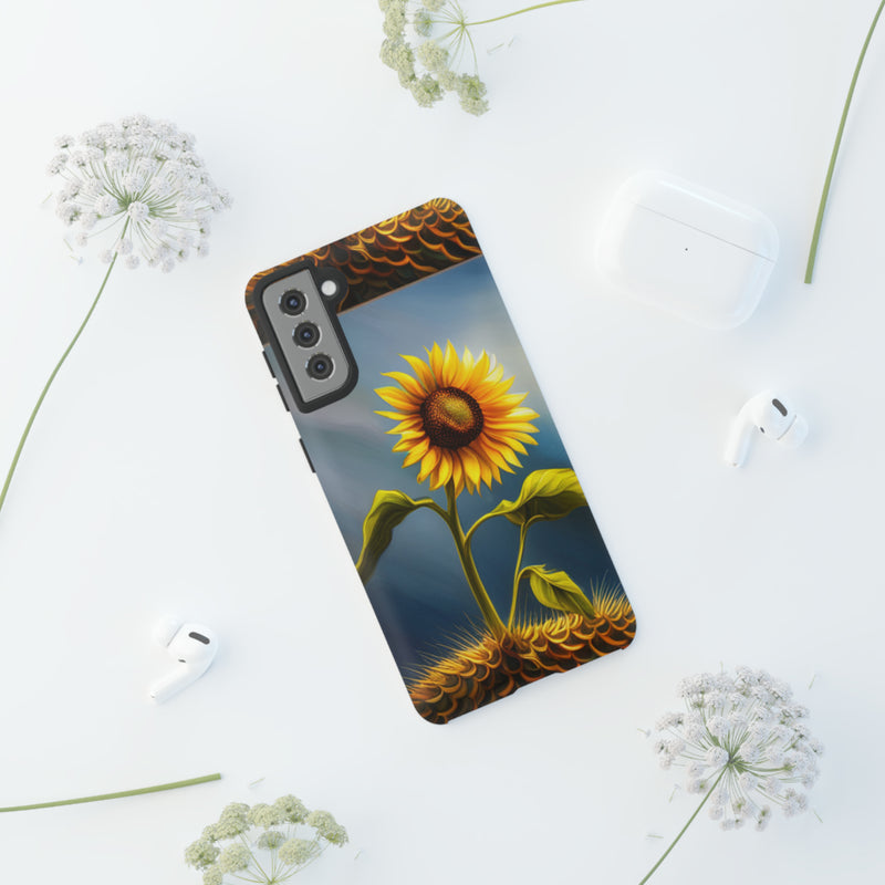 Sunflower In A Shelf Tough Cases  All iPhone 15, 14, 13, 12, 11, X, 8 , Google Pixel 7, 6, 5, Samsung Galaxy 23, 22, 21, 20, 10