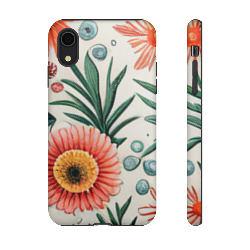 Orange Exotic Flowers Tough Cases All iPhone 15, 14, 13, 12, 11, X, 8 , Google Pixel 7, 6, 5, Samsung Galaxy 23, 22, 21, 20, 10