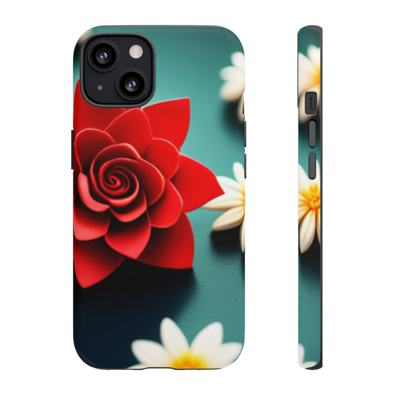 Red Flower On The Connor Tough Cases  All iPhone 15, 14, 13, 12, 11, X, 8 , Google Pixel 7, 6, 5, Samsung Galaxy 23, 22, 21, 20, 10