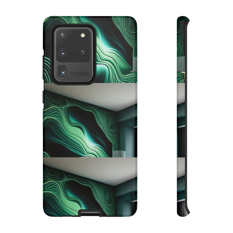 Green Geometric Patterns - Tough Cases  All iPhone 15, 14, 13, 12, 11, X, 8 , Google Pixel 7, 6, 5, Samsung Galaxy 23, 22, 21, 20, 10