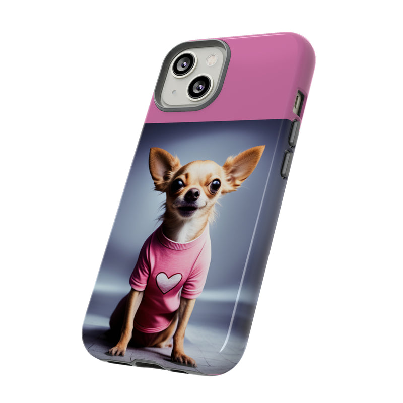 Pink Heart Chihuahua Tough Cases. All iPhone 15, 14, 13, 12, 11, X, 8 , Google Pixel 7, 6, 5, Samsung Galaxy 23, 22, 21, 20, 10