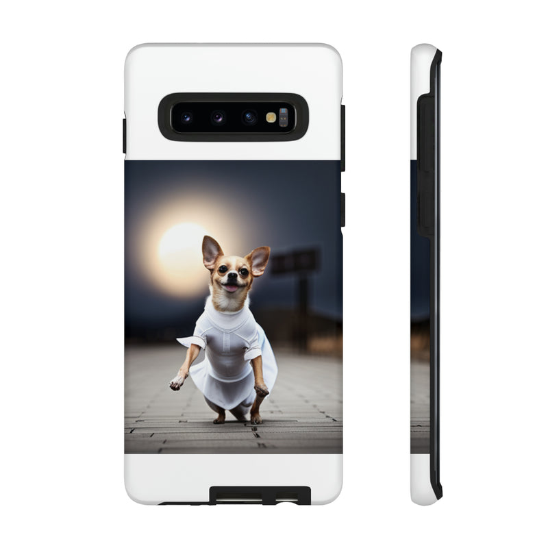 Cute White Dress Chihuahua Tough Cases. All iPhone 15, 14, 13, 12, 11, X, 8 , Google Pixel 7, 6, 5, Samsung Galaxy 23, 22, 21, 20, 10