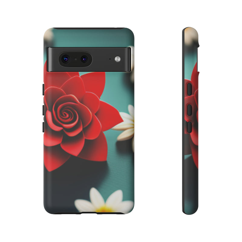 Red Flower On The Connor Tough Cases  All iPhone 15, 14, 13, 12, 11, X, 8 , Google Pixel 7, 6, 5, Samsung Galaxy 23, 22, 21, 20, 10