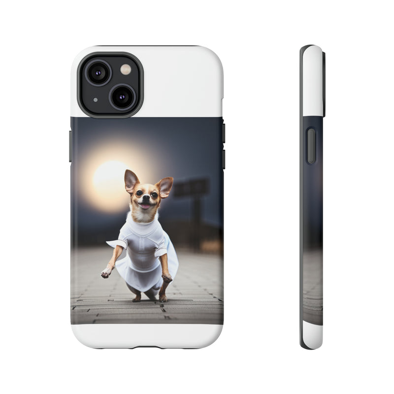 Cute White Dress Chihuahua Tough Cases. All iPhone 15, 14, 13, 12, 11, X, 8 , Google Pixel 7, 6, 5, Samsung Galaxy 23, 22, 21, 20, 10