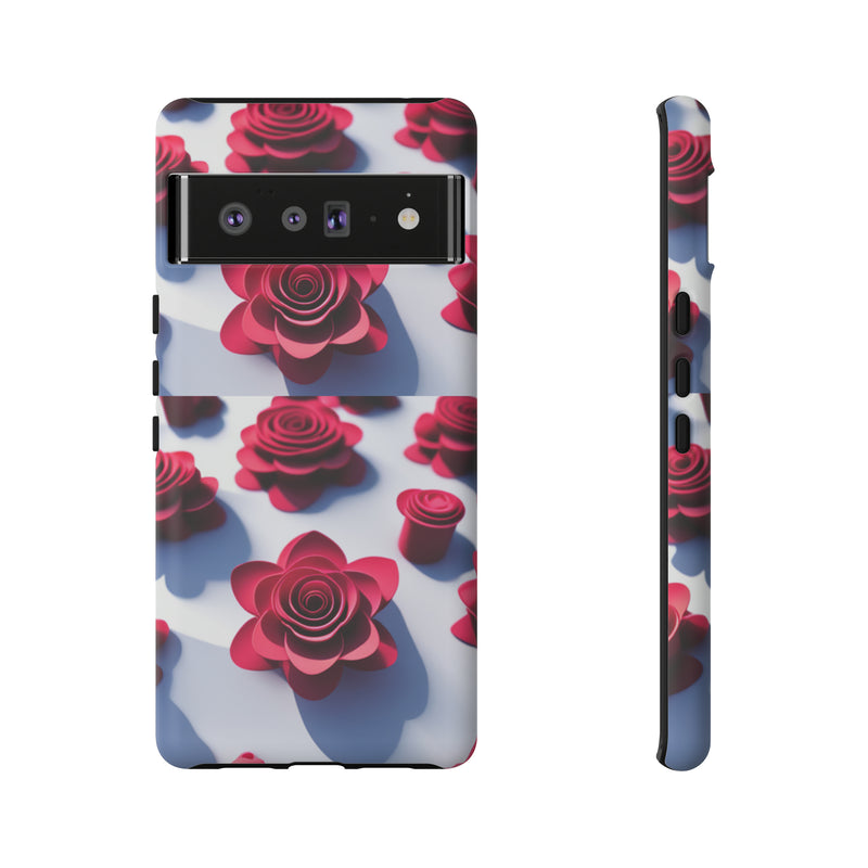 Pink Rouses Tough Cases  All iPhone 15, 14, 13, 12, 11, X, 8 , Google Pixel 7, 6, 5, Samsung Galaxy 23, 22, 21, 20, 10