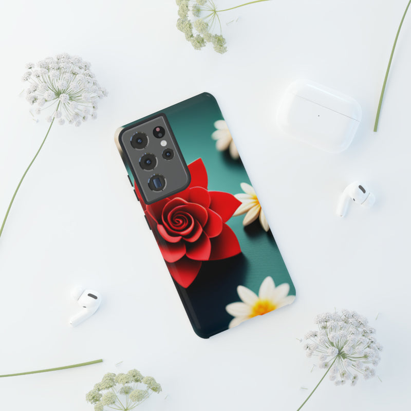 Red Flower On The Connor Tough Cases  All iPhone 15, 14, 13, 12, 11, X, 8 , Google Pixel 7, 6, 5, Samsung Galaxy 23, 22, 21, 20, 10