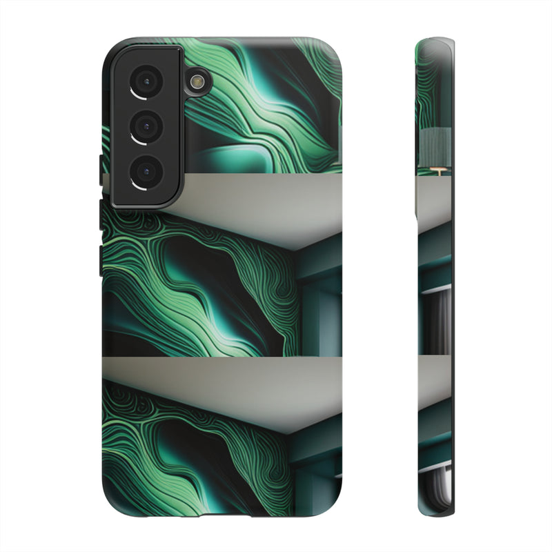 Green Geometric Patterns - Tough Cases  All iPhone 15, 14, 13, 12, 11, X, 8 , Google Pixel 7, 6, 5, Samsung Galaxy 23, 22, 21, 20, 10