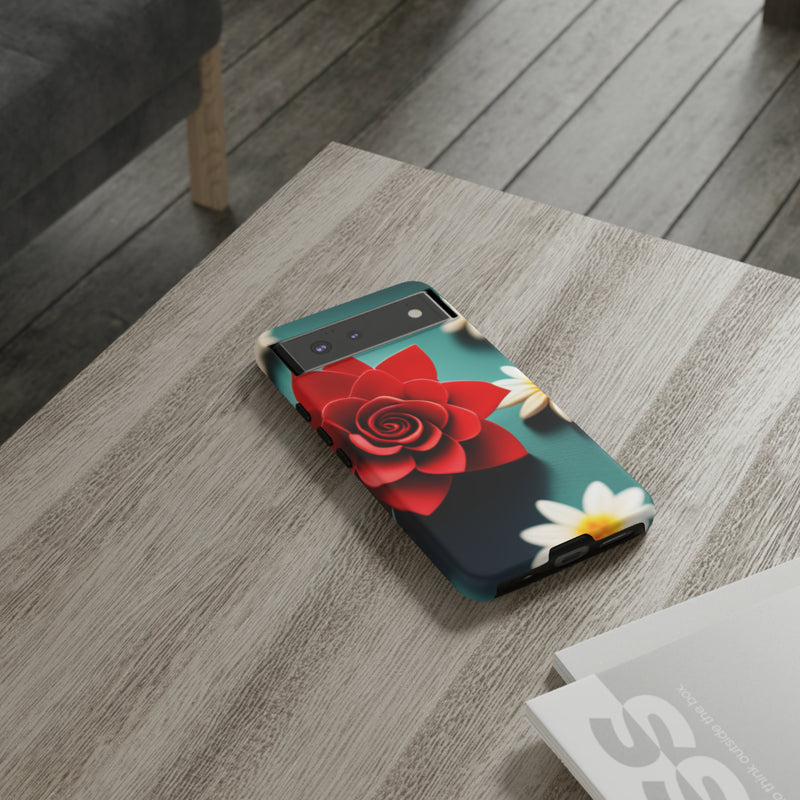 Red Flower On The Connor Tough Cases  All iPhone 15, 14, 13, 12, 11, X, 8 , Google Pixel 7, 6, 5, Samsung Galaxy 23, 22, 21, 20, 10