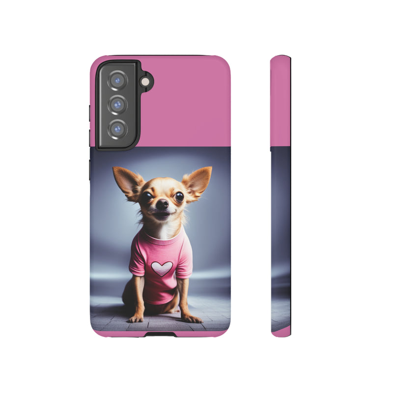 Pink Heart Chihuahua Tough Cases. All iPhone 15, 14, 13, 12, 11, X, 8 , Google Pixel 7, 6, 5, Samsung Galaxy 23, 22, 21, 20, 10