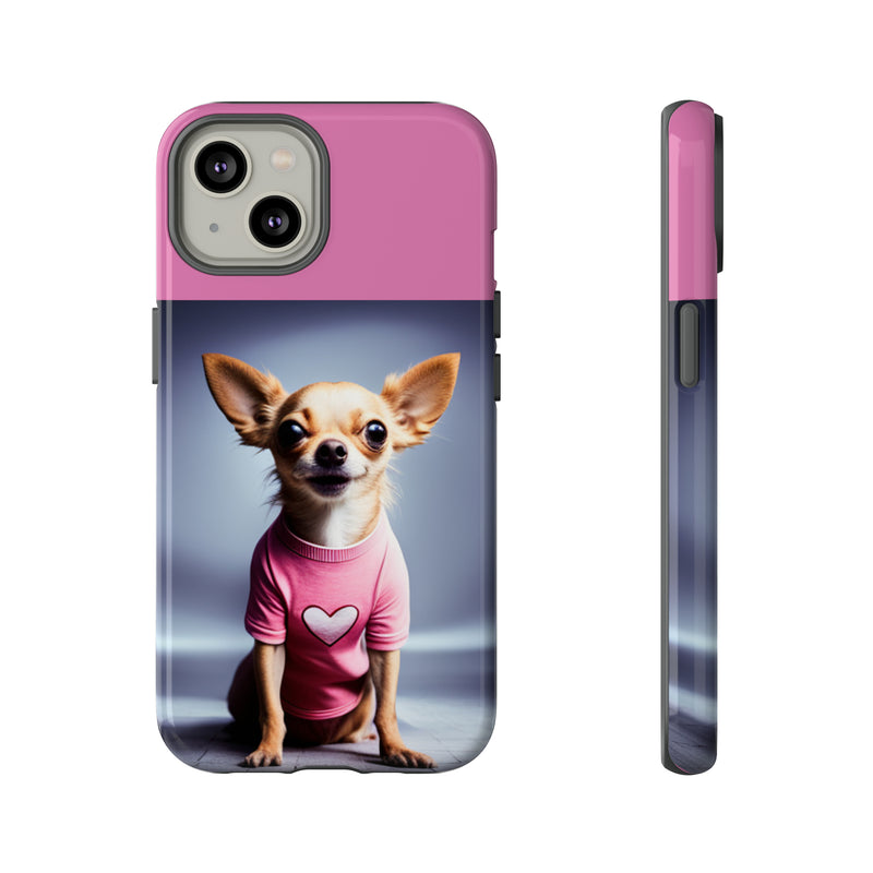 Pink Heart Chihuahua Tough Cases. All iPhone 15, 14, 13, 12, 11, X, 8 , Google Pixel 7, 6, 5, Samsung Galaxy 23, 22, 21, 20, 10