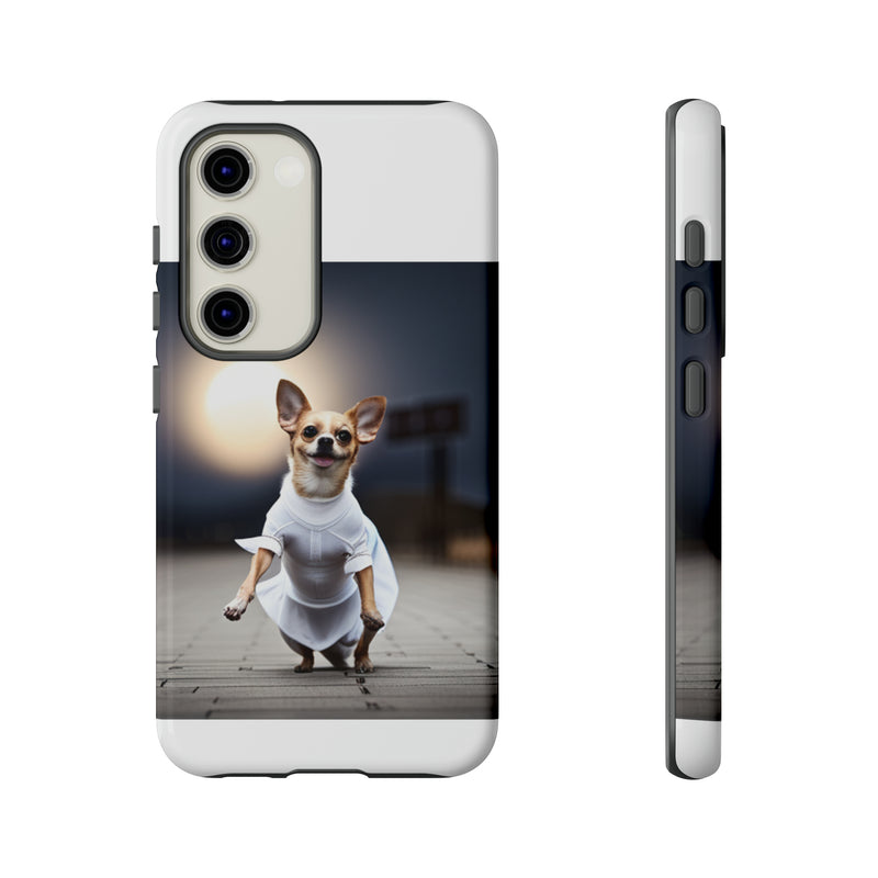 Cute White Dress Chihuahua Tough Cases. All iPhone 15, 14, 13, 12, 11, X, 8 , Google Pixel 7, 6, 5, Samsung Galaxy 23, 22, 21, 20, 10