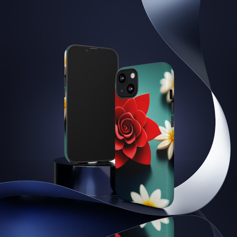 Red Flower On The Connor Tough Cases  All iPhone 15, 14, 13, 12, 11, X, 8 , Google Pixel 7, 6, 5, Samsung Galaxy 23, 22, 21, 20, 10