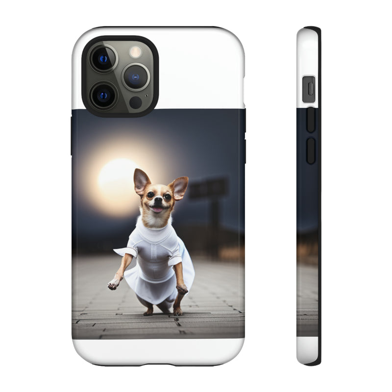 Cute White Dress Chihuahua Tough Cases. All iPhone 15, 14, 13, 12, 11, X, 8 , Google Pixel 7, 6, 5, Samsung Galaxy 23, 22, 21, 20, 10