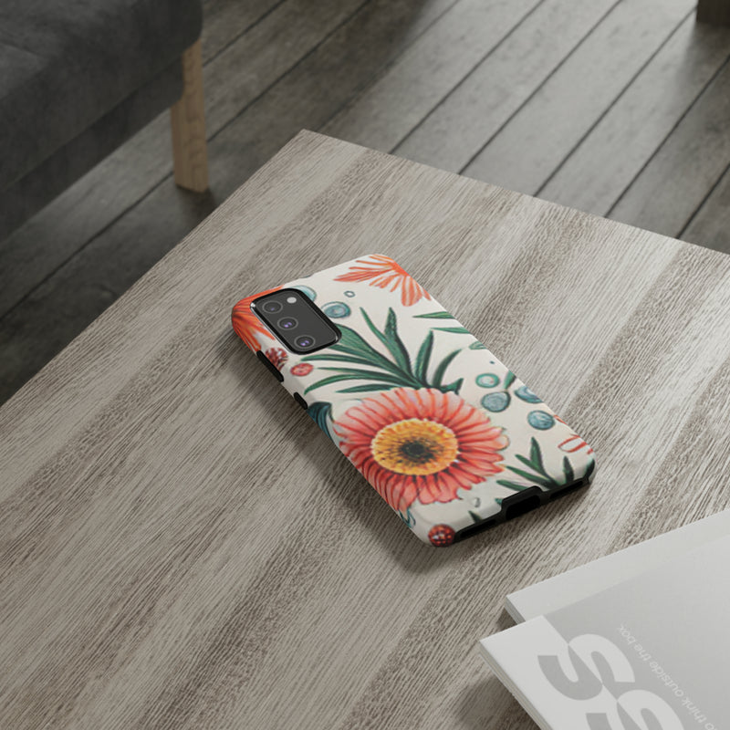 Orange Exotic Flowers Tough Cases All iPhone 15, 14, 13, 12, 11, X, 8 , Google Pixel 7, 6, 5, Samsung Galaxy 23, 22, 21, 20, 10