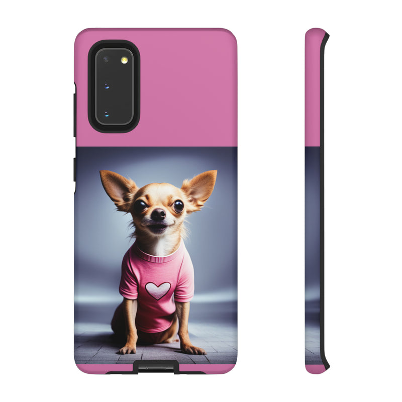 Pink Heart Chihuahua Tough Cases. All iPhone 15, 14, 13, 12, 11, X, 8 , Google Pixel 7, 6, 5, Samsung Galaxy 23, 22, 21, 20, 10