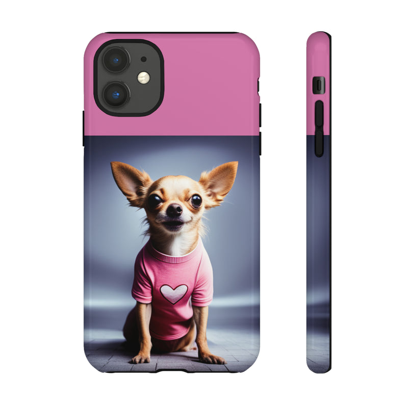 Pink Heart Chihuahua Tough Cases. All iPhone 15, 14, 13, 12, 11, X, 8 , Google Pixel 7, 6, 5, Samsung Galaxy 23, 22, 21, 20, 10